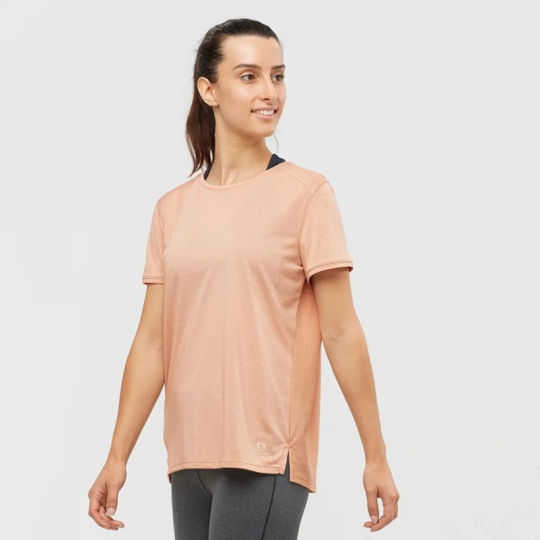 Camiseta Salomon Outline Summer Curta Sleeve Feminino Coral | PT D46713